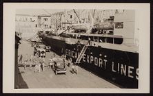 Soldiers Exit an American Export Lines Ship
